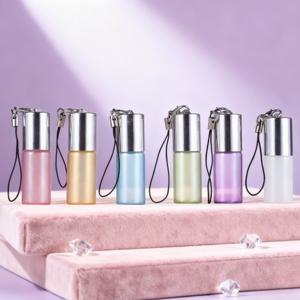5ml/10ml 6개입 진주 롤링 볼 립 오일 병 세트; 향수 분주용 골드 및 실버 캡 튜브; 에센셜 오일용 빈 유리 용기
