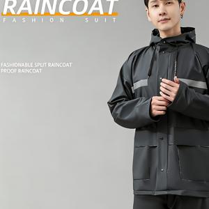남성용 PVC 레인 슈트 세트, 성인용 스플릿 스타일 긴팔 전신용 고품질 보온 방수성 강화 라이딩용 비옷 바지