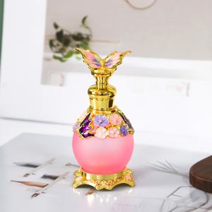 나비꽃 15ml 구형 유리 드로퍼 병, 용기 충전용, 휴대용 향수 에센셜 오일 병, 여성용 휴일 선물, 화장대 장식, 기본 여행 액세서리 세트 (빈병만)