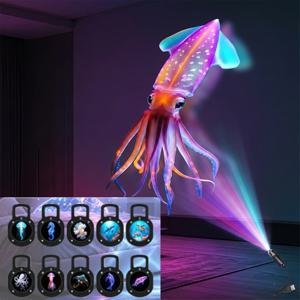 바다 테마 프로젝션 무드등, 창의적인 LED 무드램프, 휴대용 침실 탁자등, USB 전원 360° 회전 프로젝션 조명, 교체용 필름 10개 포함, 침실 룸 데코, 완벽한 신기한 선물