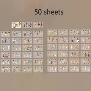 코일 스티커 50매, 캐릭터 테마 및 다양한 레트로 일본 및 아름다운 불렛 저널 테마와 호환 가능, 다양한 행사에 적합, 스티커 북