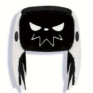 가을 겨울 만화 레이เฟنگ 모자, 귀여운 플러시 플리스 따뜻한 귀 보호 모자, 해골 프린트 여성 트렌디