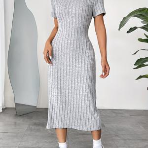 여성용 우아한 플리츠 슬림핏 롱 드레스