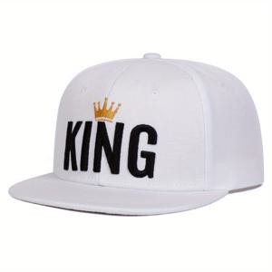 남성용 KING 왕관 야구 모자 1개, 야외용 사이즈 조절식 힙합 모자, 봄 해변 파티에 적합한 패션 캐주얼 모자