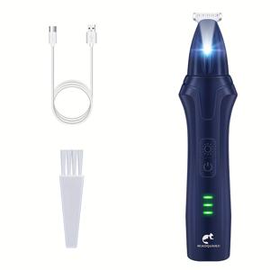 LED 라이트가 있는 강아지 발 트리머, 2단 속도 조절, 고출력 모터, 강아지 및 고양이용 애완 동물 발 트리머, 안전 저소음 전기 강아지 발 털 트리머 면도기 (발, 귀, 얼굴, 엉덩이용)