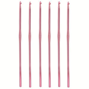 6개 3.5mm 알루미늄 코바늘 뜨개질 바늘 공예 털실용, 핑크