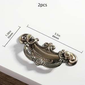 2개 세트 우아한 빈티지 앤틱 브론즈/구리 아연 합금 캐비닛 도어 핸들 & 서랍 장식 - 헤비듀티 금속 도어 노브, 옷장, 드레서, 캐비닛용 - 나사 포함 설치