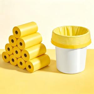 노란색 누수 및 냄새 방지 쓰레기 봉투 - 특대형 두꺼운 비닐봉투, 누수 방지, 냄새 방지, 찢어짐 방지, 가정, 사무실, 주방, 욕실, 야외, 상업용으로 적합 - 주방 폐기물 처리, 냄새 방지 소재, 일상 필수품, 깔끔하게 유지