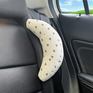 차량용 목 받침 여행용 베개, 자동차용 초소프트 헤드레스트 및 어깨 패드, 범용 안전벨트 수면 베개, 모든 체형에 적합한 심플한 패턴