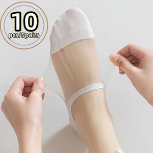 10개/5개 - 여름용 얕은 투명 보트 양말, 유리 투명 통기성 짧은 양말, 편안한 미끄럼 방지 초박형 양말. 매우 높은 탄성, 걸레질 없음, 데일리 착용에 적합. 데일리 얇은 팬티스타킹, 십대용
