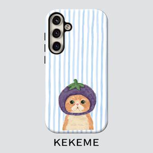KEKEME 고양이 블루베리 모자 필름인필름 듀얼 레이어 휴대폰 케이스, 삼성 갤럭시 S26 S25 S24 S23 S22 S21 S21+ S21 울트라 플러스 FE 엣지 S20 A15 A16 A17 A23 A32 A34 A35 A36 A52 A53 A54 A55 A56 호환, 전신 낙하 방지, 스타일리시하고 미니멀한 남녀공용 휴대폰 케이스