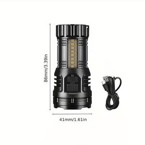1800mAh USB 충전식 배터리가 장착된 초고휘도 LED 손전등, 다양한 조명 모드, 사이드 라이트, COB 광원, 캡 클립, 마그네틱 베이스 - 하이킹, 캠핑, 야외 활동 및 여행에 적합