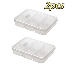 2개입 새로운 두꺼운 6칸 냉장고 보관 상자 신선 보관 상자 주방 보관 용품 재포장 재료, 양파, 고기 및 다양한 조미료에 적합, PP 재질
