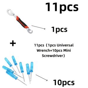 렌치 11개 + 미니 드라이버 세트, 다기능 조절식 렌치, 넓은 입구, 퀵 릴리스, 랜덤, 미니 드라이버, 초소형 정밀 일자 및 십자 드라이버, 시계, 안경, 장난감, 디지털 기기용, DIY 수리 공구, 취미가와 초보자를 위한 소형 수리 도구