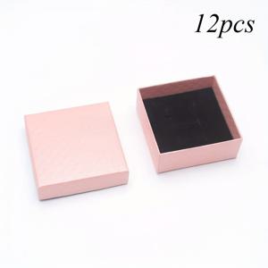 12개 세트 5cm x 5cm x 3cm 보석 반지 선물 상자, 벨벳과 스펀지 안감 귀걸이 및 펜던트 보관함, 목걸이·팔찌 전시용 카드보드 박스, 웨딩 선물