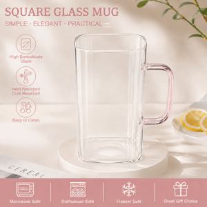 1개 800ml/28.16oz 특대형 용량 여름용 유리컵, 고붕규산염 내열유리 제작, 식기세척기 사용 가능 및 손세척이 용이. 투명, 핑크, 블루, 그린 네 가지 색상 제공. 이 재사용 가능한 유리컵은 차가운 음료와 뜨거운 음료 모두에 적합하며, 커피와 밀크티를 위한 훌륭한 선택입니다