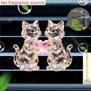 2D 평면, 1개 고양이 차량용 공기 청화기 - 하트를 든 사랑스러운 아기 고양이 장식, DIY 에센셜 오일 디퓨저(향기 공급원 없음), 아크릴 통풍구 클립 - 대시보드용, 악취 중화제, 무화학물질 차량 내부 액세서리, 2D 평면