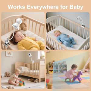 베이비 모니터 마운트 - Hello Baby, Pro, , VTech 및 대부분의 베이비 모니터용 범용 조절식 플렉스 스탠드 - 분리형 암 카메라 클립 마운트