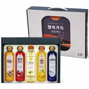 [홈히어로] 스페셜5종 명절 선물세트 홍게간장 참치액 레몬식초 맛술 (500ml) 해바라기유(410ml)