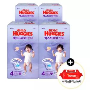 (사은 물티슈) 하기스 2025 맥스드라이 팬티 4단계 (여아) 52매 4팩 (레드물티슈 10팩)
