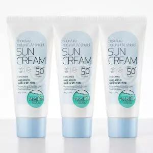바세린 내추럴 UV 쉴드 선크림 60ml 3개/ SPF50+ PA++++ 자외선차단+미백+주름개선
