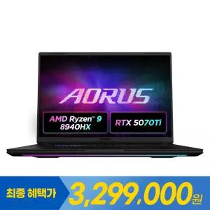 혜택가 329만 기가바이트 어로스 마스터 16 8XJ AMD R9 RTX5070Ti OLED DCI-P3 100%