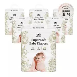 비니베베 슈퍼소프트 아기 기저귀 팬티형 L 6팩