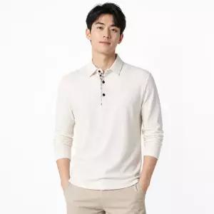 리미드 남성 체크 와플 긴팔 카라 티셔츠 ON-KAA-QWE81414