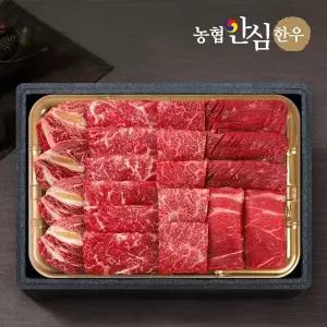[명절][슈퍼브랜드위크][농협안심한우] 1등급 한우 모듬채반 1kg (등심/채끝/불고기/국거리/특수부위)
