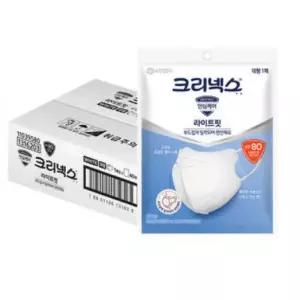 크리넥스 KF80 라이트핏 새부리형 국내생산 마스크 화이트 대형 1P X 40EA