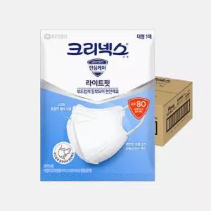 크리넥스 라이트핏 KF80 화이트 대형 동글귀끈 새부리형 입체형 마스크 40매 미개봉박스