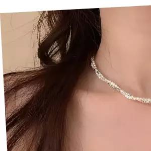 (쓰러담아) 고급 꼬임 레이어드 레이어드목걸이 목걸이 두줄목걸이 진주 큐빅 초커