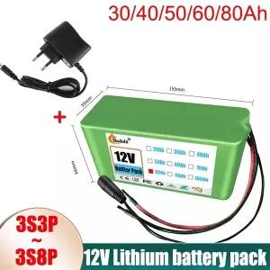 전기자전거배터리 50000mAh 리튬 배터리 팩 18650 BMS 충전기 12V 3S5P 대용량 배터리와 낚시 자전거 충전