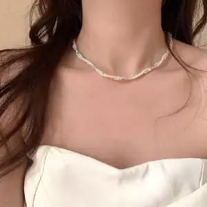 데일리 체인 진주 [쓰러담아] 선물 네크리스 고급 큐빅 큐빅 레이어드 꼬임 목걸이 초커 패션