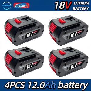 보쉬 18v 배터리용 고성능 18V 12.0 Ah 18650 리튬 LED 표시등 충전식 내장 BMS