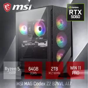 ⓒ MSI MAG Codex Z2 B7NVL R5-7500F 64GB 2TB WIN11 / 고성능 편집 그래픽작업 캐드 게임용 브랜드PC