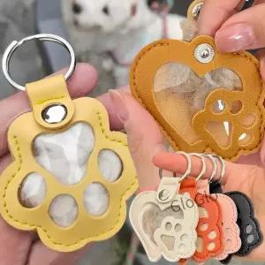 패션 애완 동물 털 기념 키체인 하트 모양 귀여운 고양이 발 휴대용 DIY 보관함 커플 선물