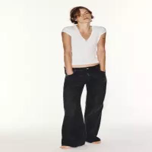 ZARA JEANS TRF WIDE LEG FLARE TIRO BAJO - 블랙 5359/220/800