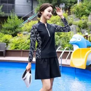 여성 여름 엄마옷 모슬린 배색 래쉬가드수영복상하세트 SW206355 마담/미시옷/중년여성의류/빅사이즈