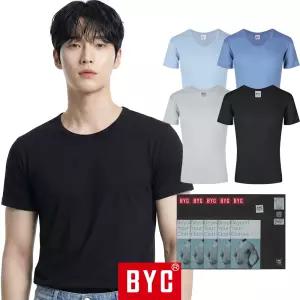 BYC 남성 반팔 런닝 5매 순면 남자 티셔츠 컬러 단색 메리야스 BYE1003 5S