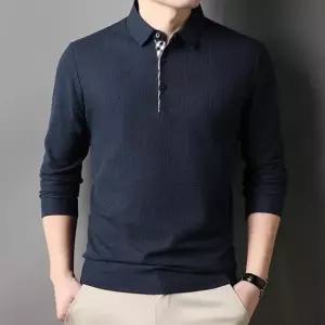 남성 간절기 댄디 카라티 남성 데일리 무지 긴팔 티셔츠 상의