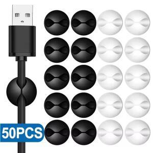 50/5PCS 자체 접착식 와이어 고정기 케이블 홀더 실리콘 데이터 라인 데스크탑 관리 호환  스티커