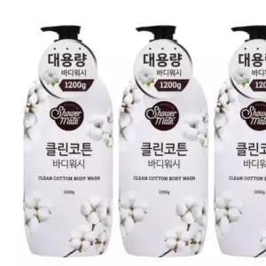 샤워메이트 바디워시 1.2kg용기 3묶음 클린코튼 유자 풍성한 크리미 상큼한 생기