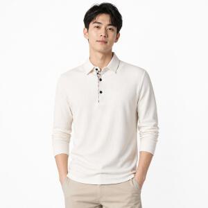 리미드 남성 체크 와플 긴팔 카라 티셔츠 ON-KAA-QWE81414