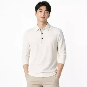 남성 체크 와플 긴팔 카라 티셔츠 ON-KAA-QWE81414