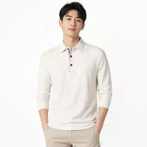 [파파브로]남성 체크 와플 긴팔 카라 티셔츠 ON-KAA-QWE81414