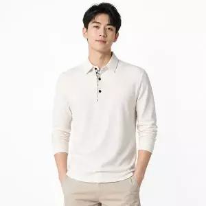 [리미드]남성 체크 와플 긴팔 카라 티셔츠 ON-KAA-QWE81414