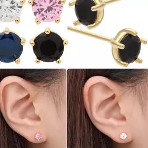14K 골드필드 핀 베이직 5mm 큐빅 골드 일자침 귀걸이 14K귀걸이 yhA9046
