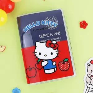 헬로키티 애플 여권케이스/여행/커버/여행용/여권/지갑/슬리브/귀여운/케이스/깔끔/다용도/어린이/선물