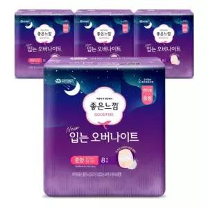 좋은느낌 입는 오버나이트 생리대 중형 8매 X 4팩